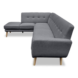 Sarantino Faux Linen Corner Sofa Lounge L-Shaped With Chaise Dark Grey