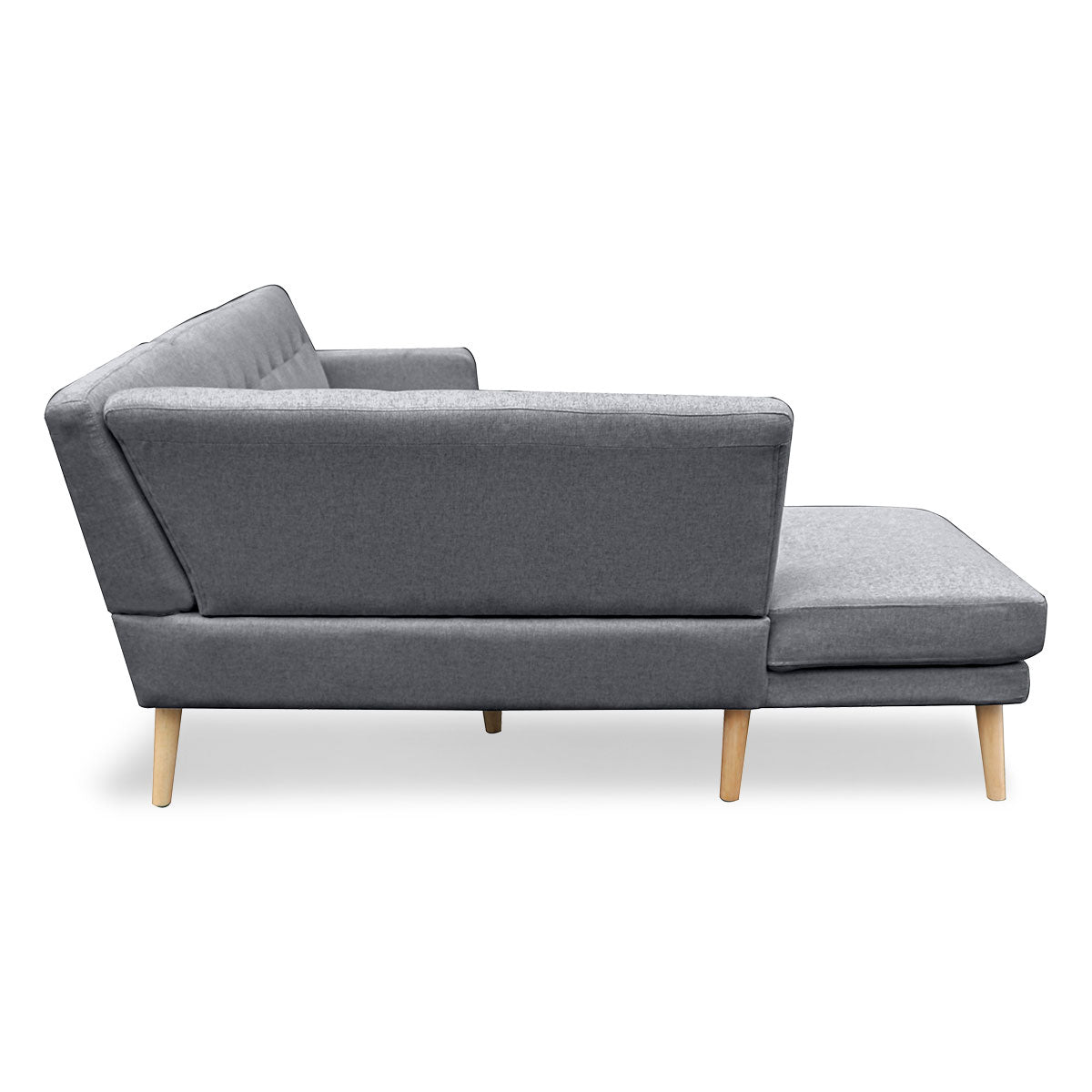 Sarantino Faux Linen Corner Sofa Lounge L-Shaped With Chaise Dark Grey