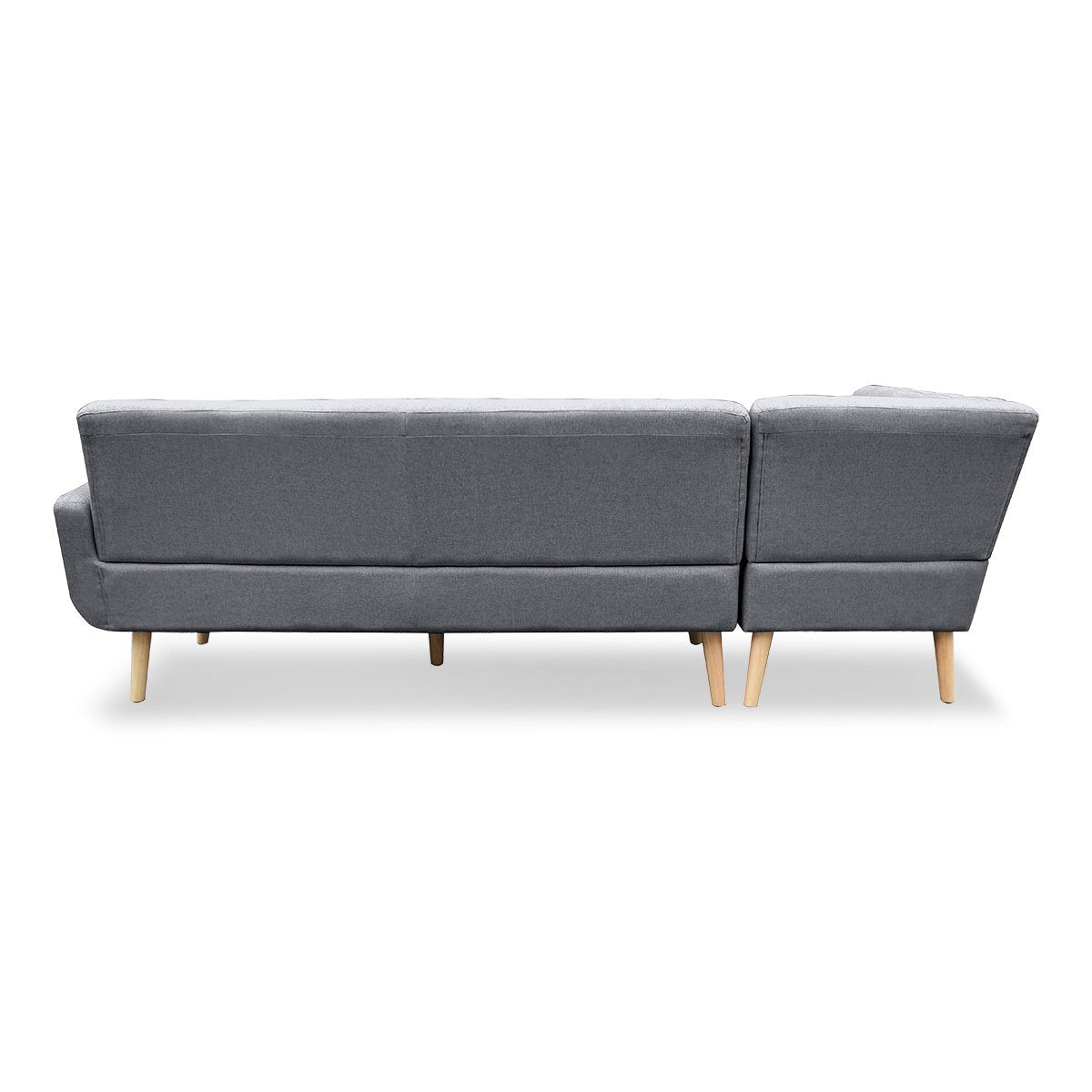 Sarantino Faux Linen Corner Sofa Lounge L-Shaped With Chaise Dark Grey