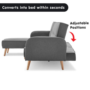 Sarantino 3-Seater Corner Sofa Bed With Chaise Lounge Dark Grey