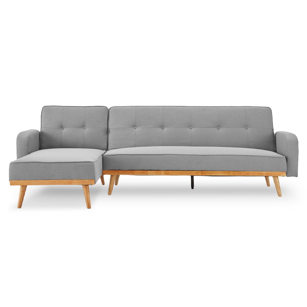 Sarantino 3-Seater Corner Sofa Bed With Chaise Lounge Light Grey