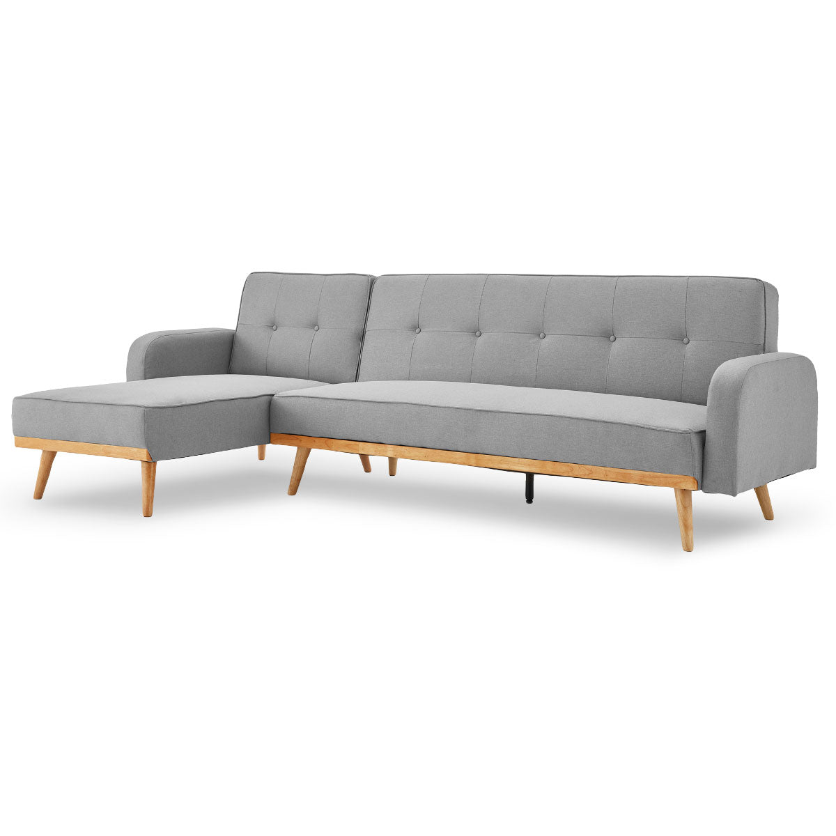 Sarantino 3-Seater Corner Sofa Bed With Chaise Lounge Light Grey