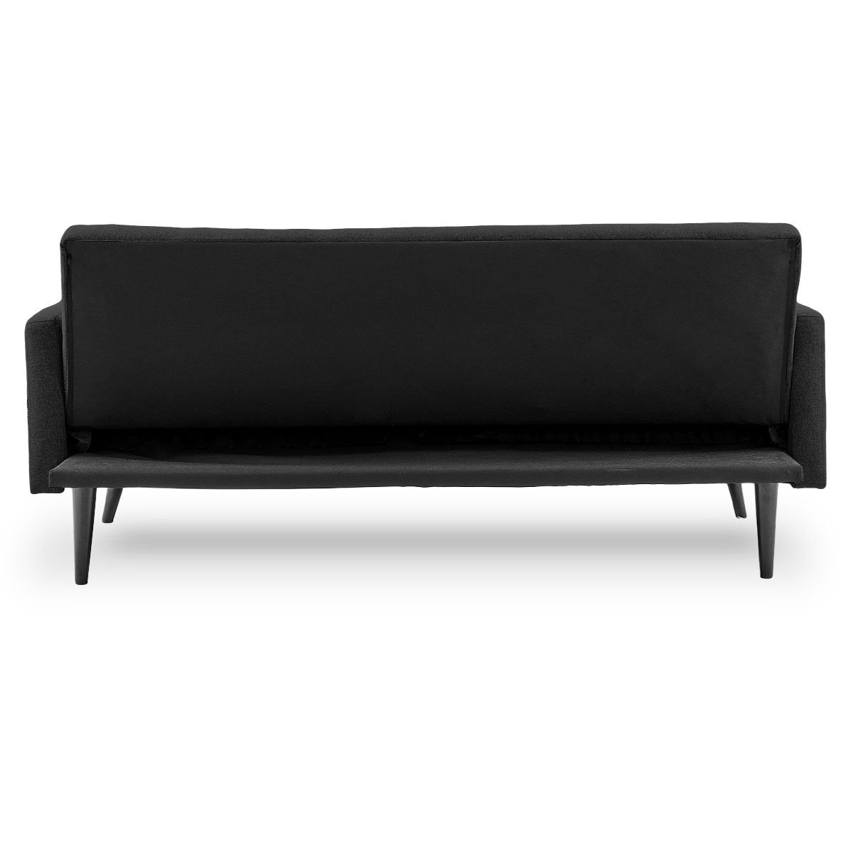 Sarantino Tufted Faux Linen 3-Seater Sofa Bed With Armrests Black