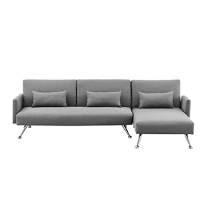 Sarantino Mia 3-Seater Corner Sofa Bed Chaise And Pillows Dark Grey