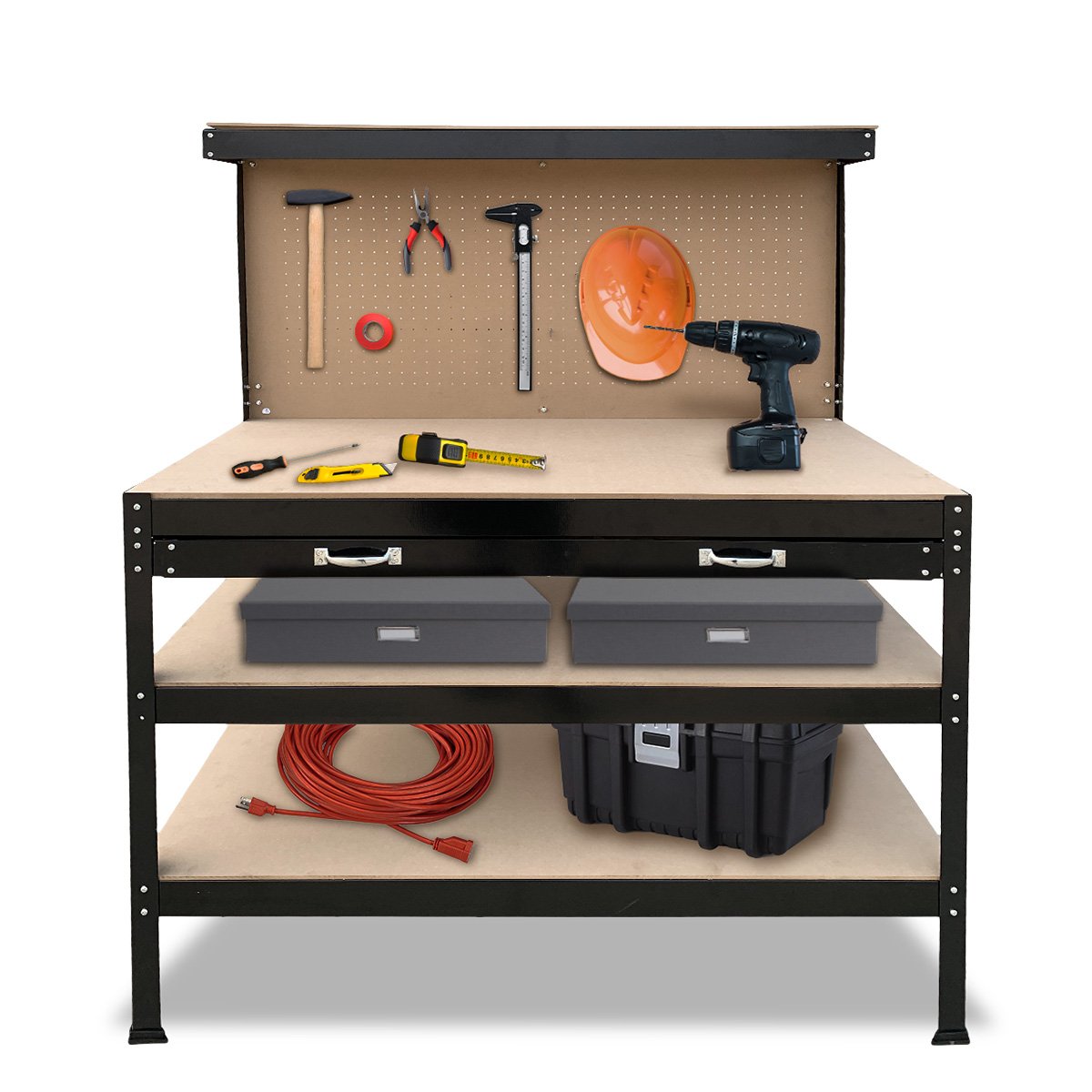 Kartrite 3-Layered Work Bench Garage Storage Table Tool Shop Shelf