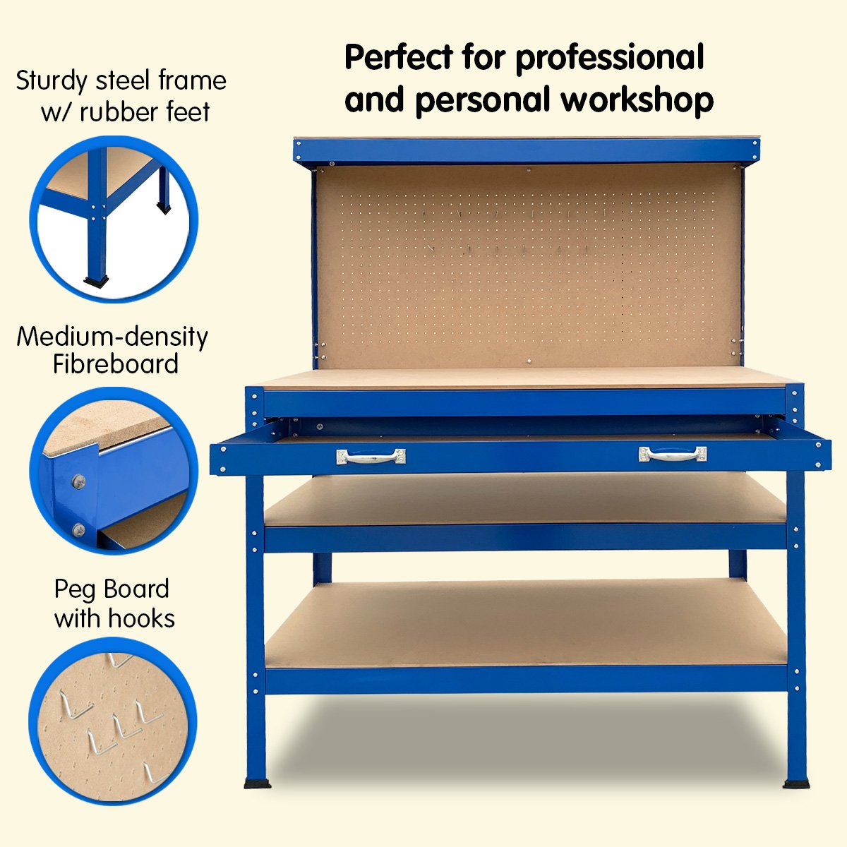 Kartrite 3-Layered Work Bench Garage Storage Table Tool Shop Shelf