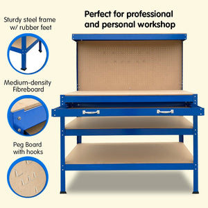 Kartrite 3-Layered Work Bench Garage Storage Table Tool Shop Shelf