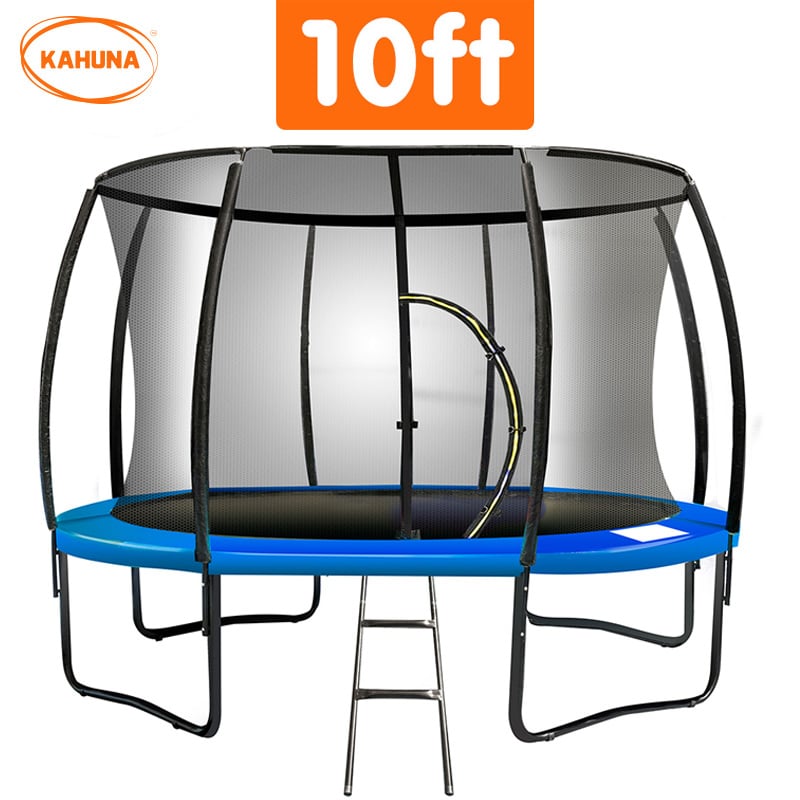 Kahuna 10Ft Trampoline Free Ladder Spring Mat Net Safety Pad Cover Round Enclosure Blue