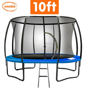 Kahuna 10Ft Trampoline Free Ladder Spring Mat Net Safety Pad Cover Round Enclosure Blue