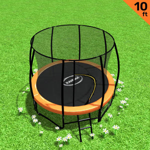 Kahuna 10Ft Trampoline Free Ladder Spring Mat Net Safety Pad Cover Round - Orange