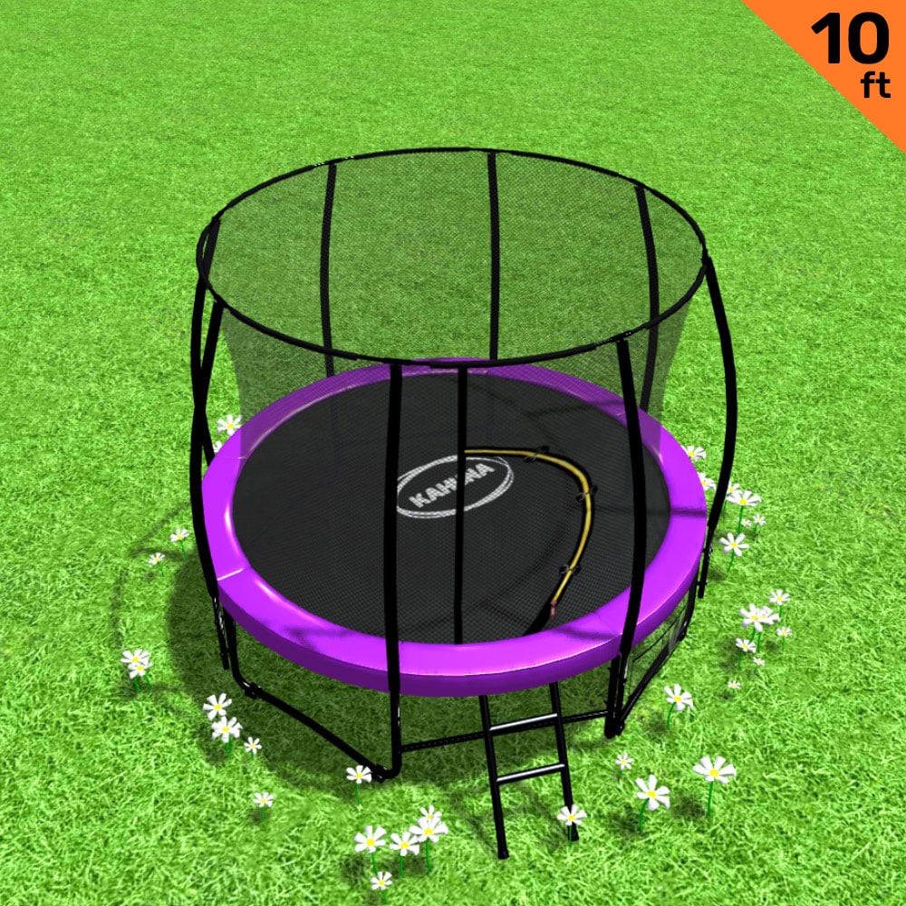 Kahuna 10Ft Trampoline Free Ladder Spring Mat Net Safety Pad Cover Round Enclosure Purple