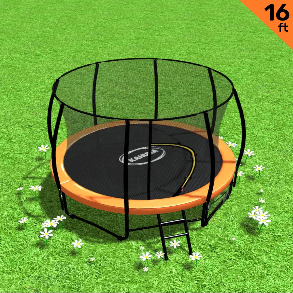 Kahuna 16Ft Trampoline Free Ladder Spring Mat Net Safety Pad Cover Round Enclosure - Orange