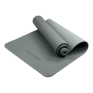 Powertrain Eco-Friendly Dual Layer 6Mm Yoga Mat | Slate Grey Non-Slip Surface And Carry Strap For Ultimate Comfort Porta