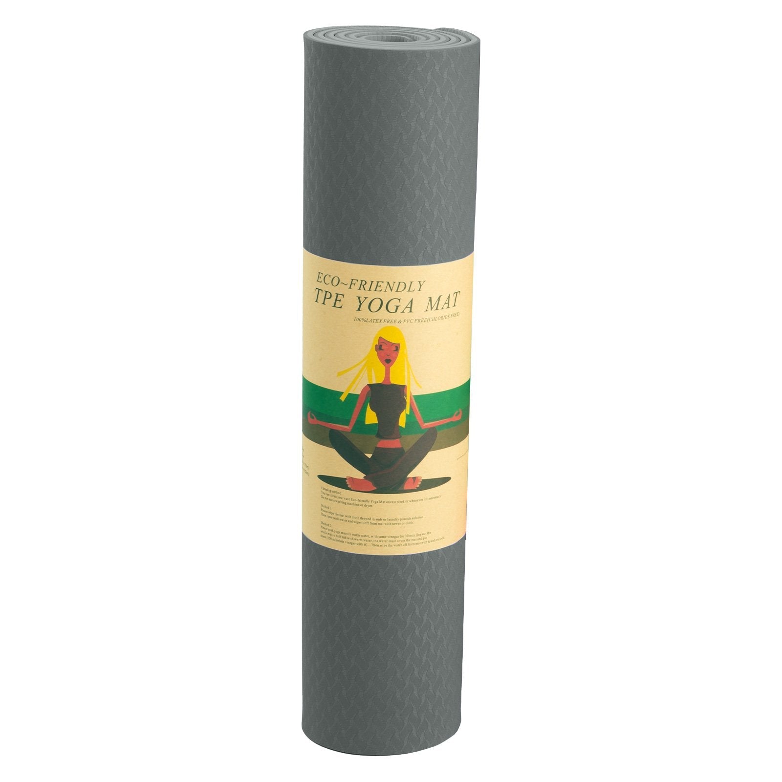 Powertrain Eco-Friendly Dual Layer 6Mm Yoga Mat | Slate Grey Non-Slip Surface And Carry Strap For Ultimate Comfort Porta