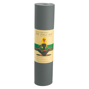 Powertrain Eco-Friendly Dual Layer 6Mm Yoga Mat | Slate Grey Non-Slip Surface And Carry Strap For Ultimate Comfort Porta