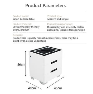 Smart Bedside Tables Side 3 Drawers Wireless Charging Usb Left Hand Nightstand Led Light Au Black