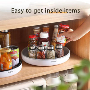 Ecoco Kitchen Rotating Spice Condiment Storage Rack Bathroom Swivel Tray Organizer Black