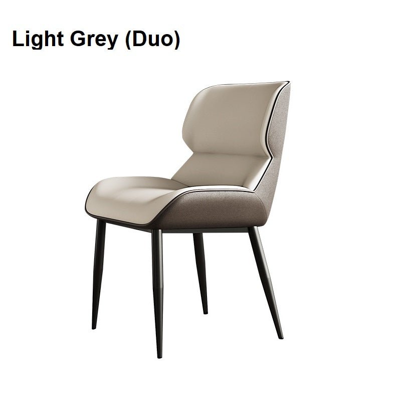 Light Grey Italian Minimal List Dining Chairs Pu Retro Cafe Kitchen Modern Metal Legs X2