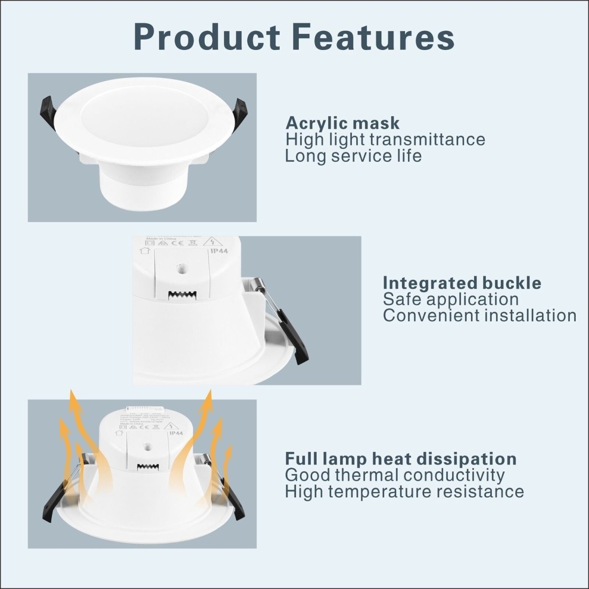 5Pcs New Radar Sensor Led Downlight Kit 90Mm 10W Non Dim 3-In-1 Colour Warm Cool Day Light 3000/4000/6000