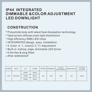 5Pcs New Radar Sensor Led Downlight Kit 90Mm 10W Non Dim 3-In-1 Colour Warm Cool Day Light 3000/4000/6000