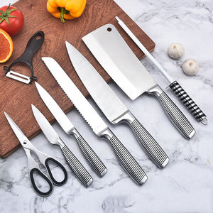 Stainless Steel 8Pc Kitchen Chef Knife Block Set Knives Scissor Sharpener Au