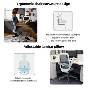 Sihoo M76 Ergonomic Office Chair Swivel Desk Height Adjustable Mesh Back Computer With Lumbar Support 90 Flip-Up Armrest