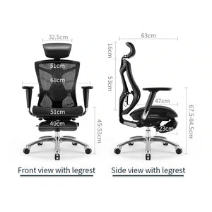 Amazingooh Sihoo Ergonomic Office Chair V1 4D Adjustable High-Back Breathable With Footrest And Lumbar Support Black