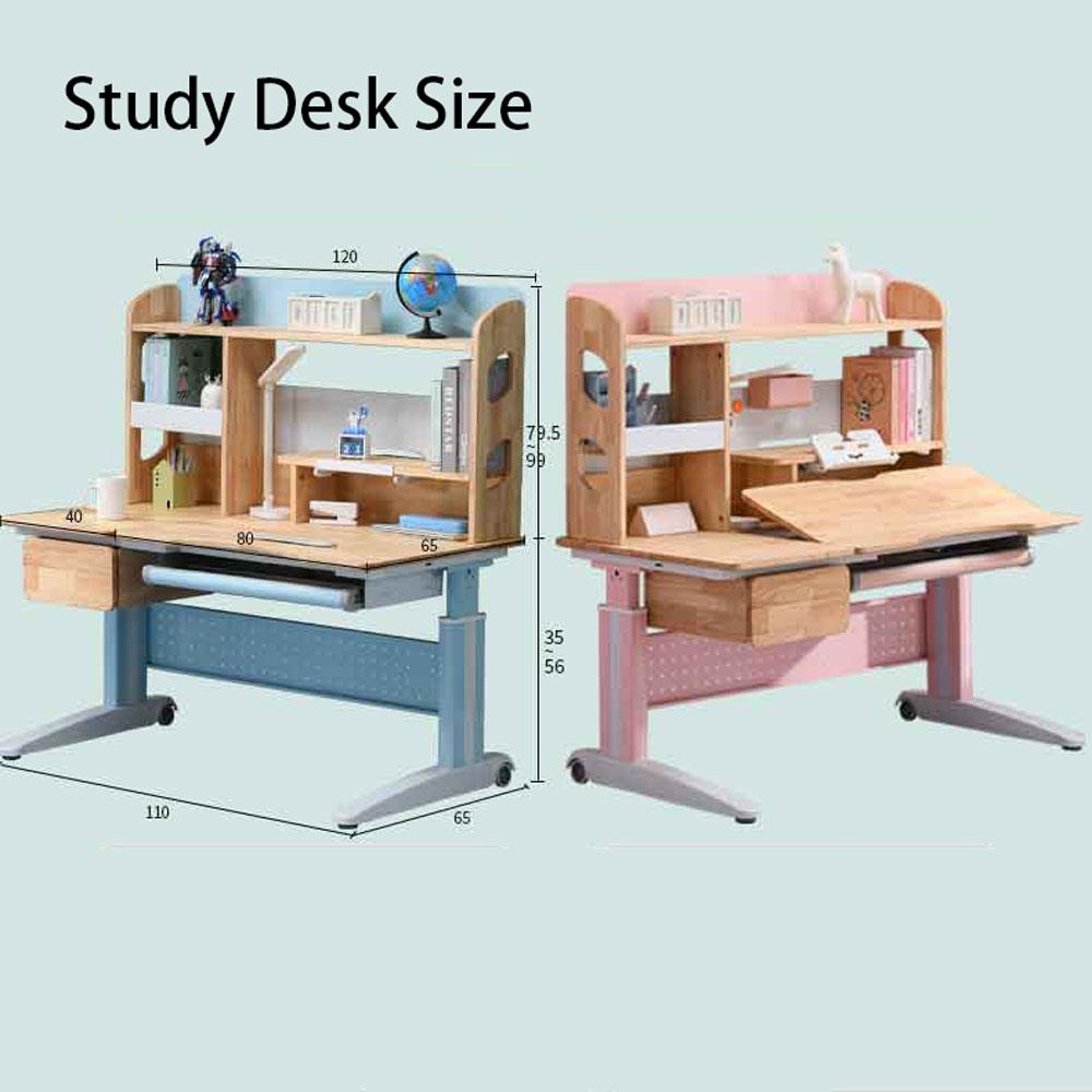 Solid Rubber Wood Height Adjustable Children Kids Ergonomic Pink Study Desk Chair 120Cm Au