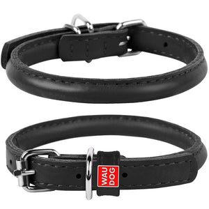 Waudog Leather Round Dog Collar 25-33Cm