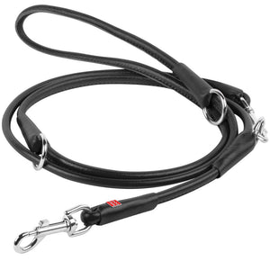 Waudog Leather Round Adjustable Clip Leash W10mm-L183cm