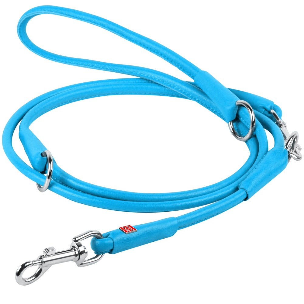 Waudog Leather Round Adjustable Clip Leash W10mm-L183cm