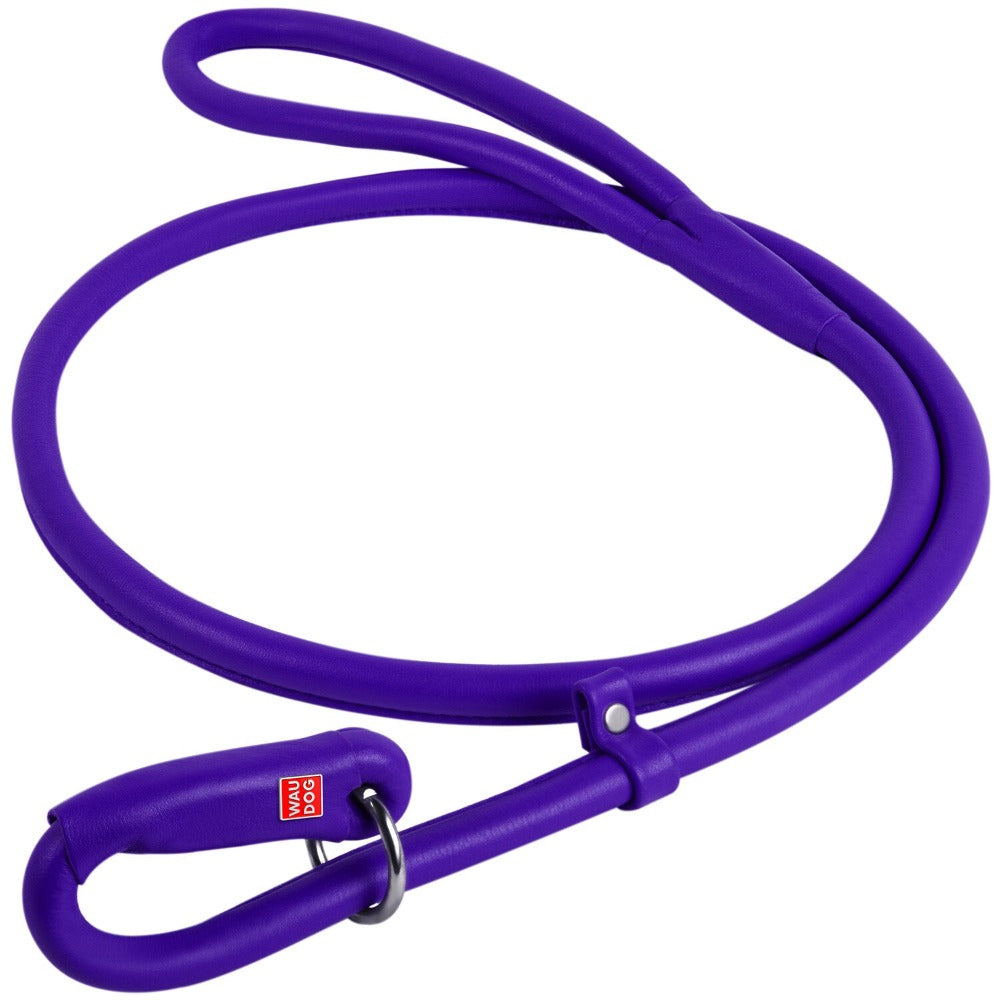 Waudog Leather Round Slip Leash W4mm- L183cm Purple