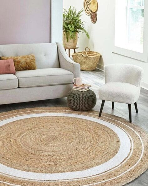 Sustainable Jute Round Rug | Decorative Floor 120 Cm