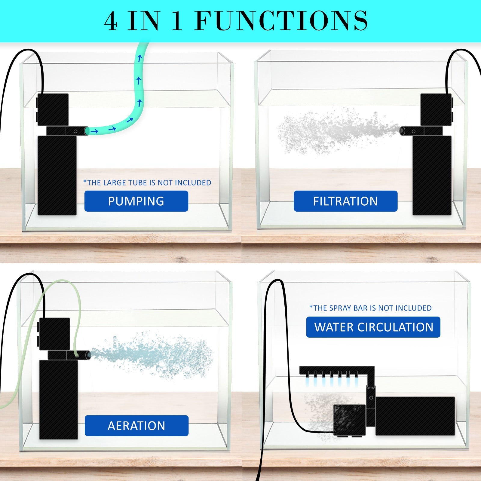 Dynamic Power Aquarium Submersible Filter 1200L/H 22W 1.6M Pond Pump