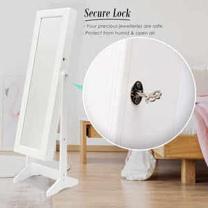 La Bella 146Cm White Mirror Jewellery Cabinet Storage Organiser Luvo