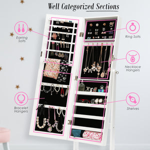 La Bella 146Cm White Mirror Jewellery Cabinet Storage Organiser Luvo