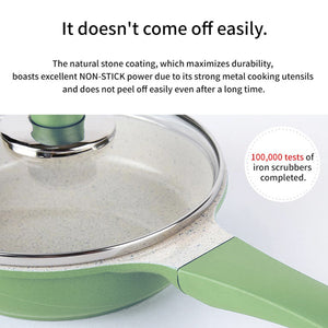 Happy Lambs 16Cm Olive Sauce Pot Frying Pan W/ A Lid Set Non-Stick Stone Induction Ih Frypan