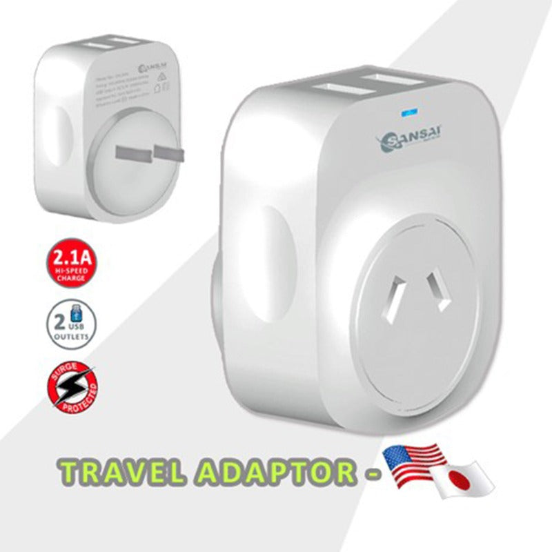 Sansai 2X Travel Adaptor Usb - Japan