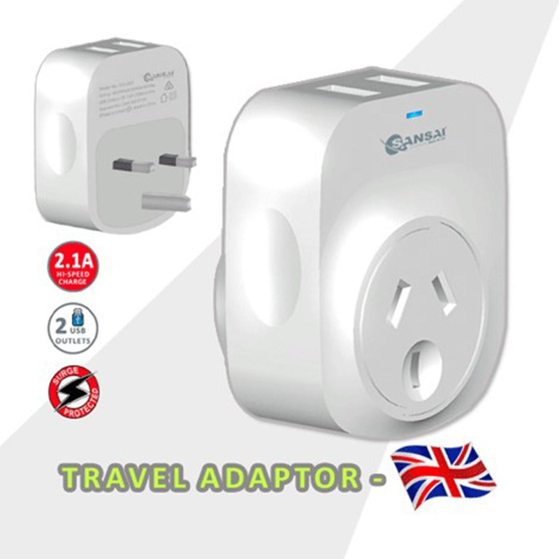 Sansai 2X Travel Adaptor Usb - Uk