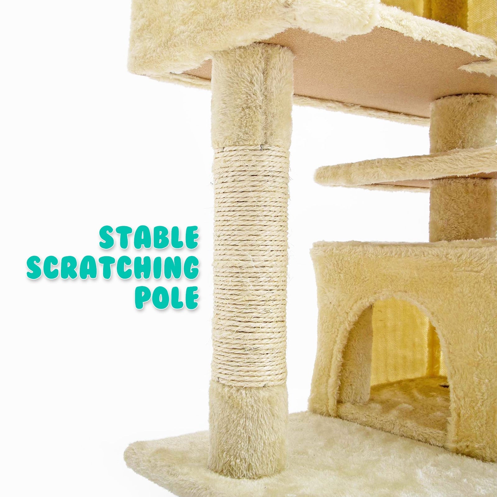 Paw Mate 130Cm Beige Cat Tree Soho Multi Level Scratcher