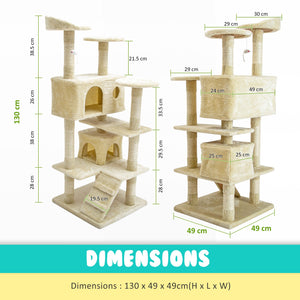 Paw Mate 130Cm Beige Cat Tree Soho Multi Level Scratcher