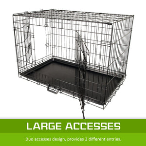 Paw Mate Wire Dog Cage Foldable Crate Kennel 36In With Tray