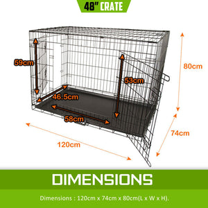 Paw Mate Wire Dog Cage Foldable Crate Kennel 48In With Tray