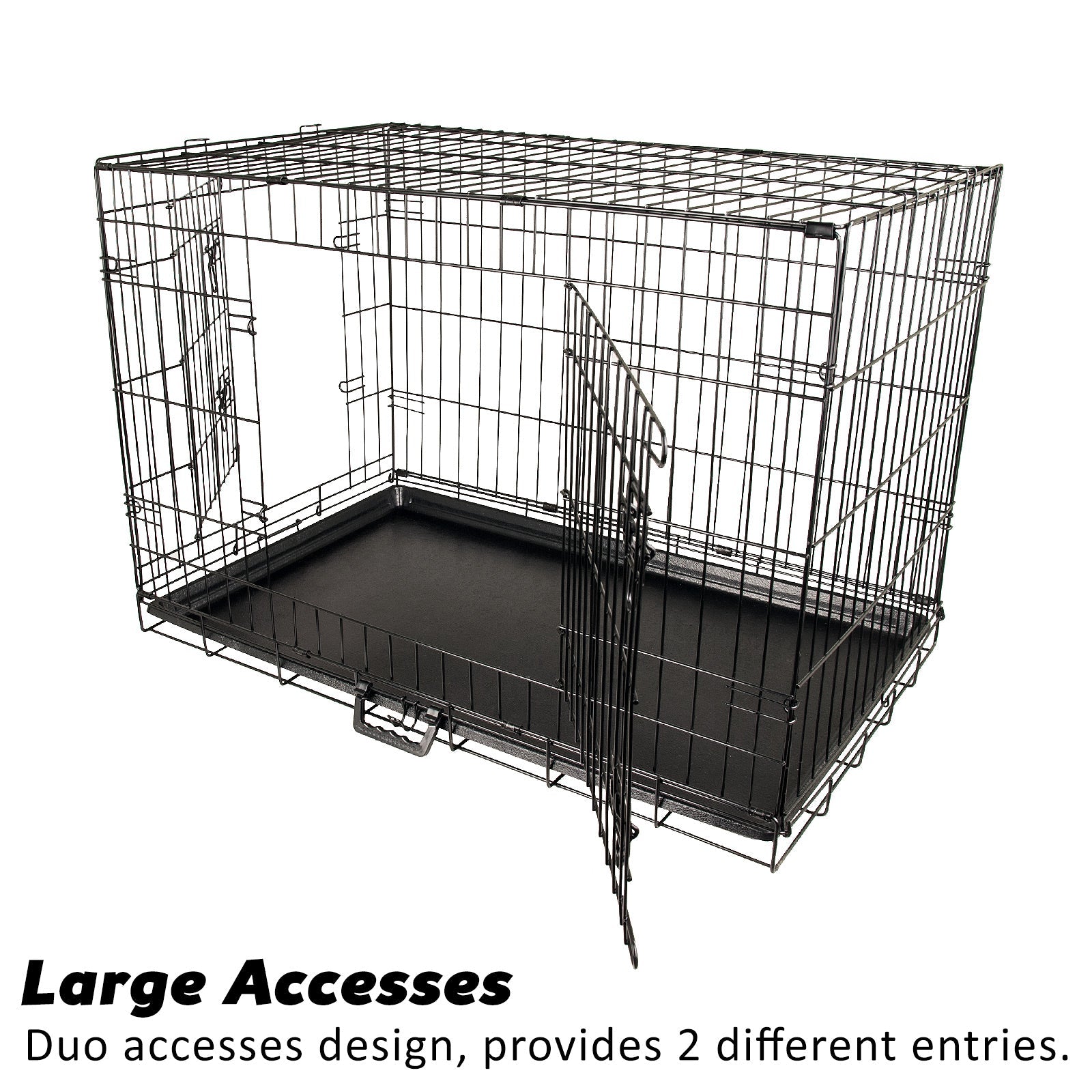 Paw Mate Wire Dog Cage Foldable Crate Kennel 48In With Tray + Cushion Combo