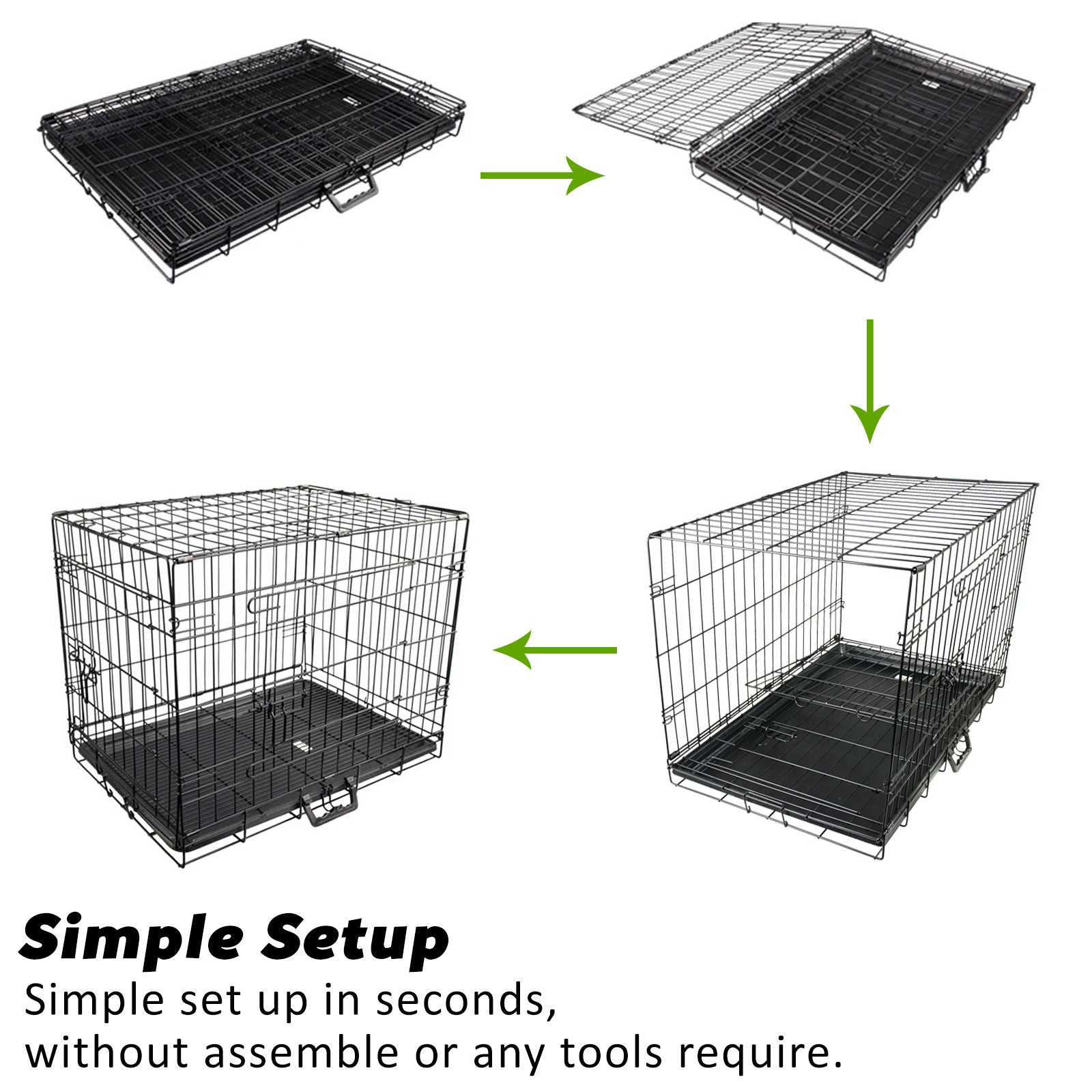 Paw Mate Wire Dog Cage Foldable Crate Kennel 48In With Tray + Cushion Combo