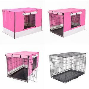 Paw Mate Wire Dog Cage Foldable Crate Kennel 30In With Tray + Pink Cover Combo