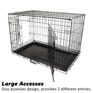 Paw Mate Wire Dog Cage Crate 42In With Tray + Cushion Blue Cover Combo