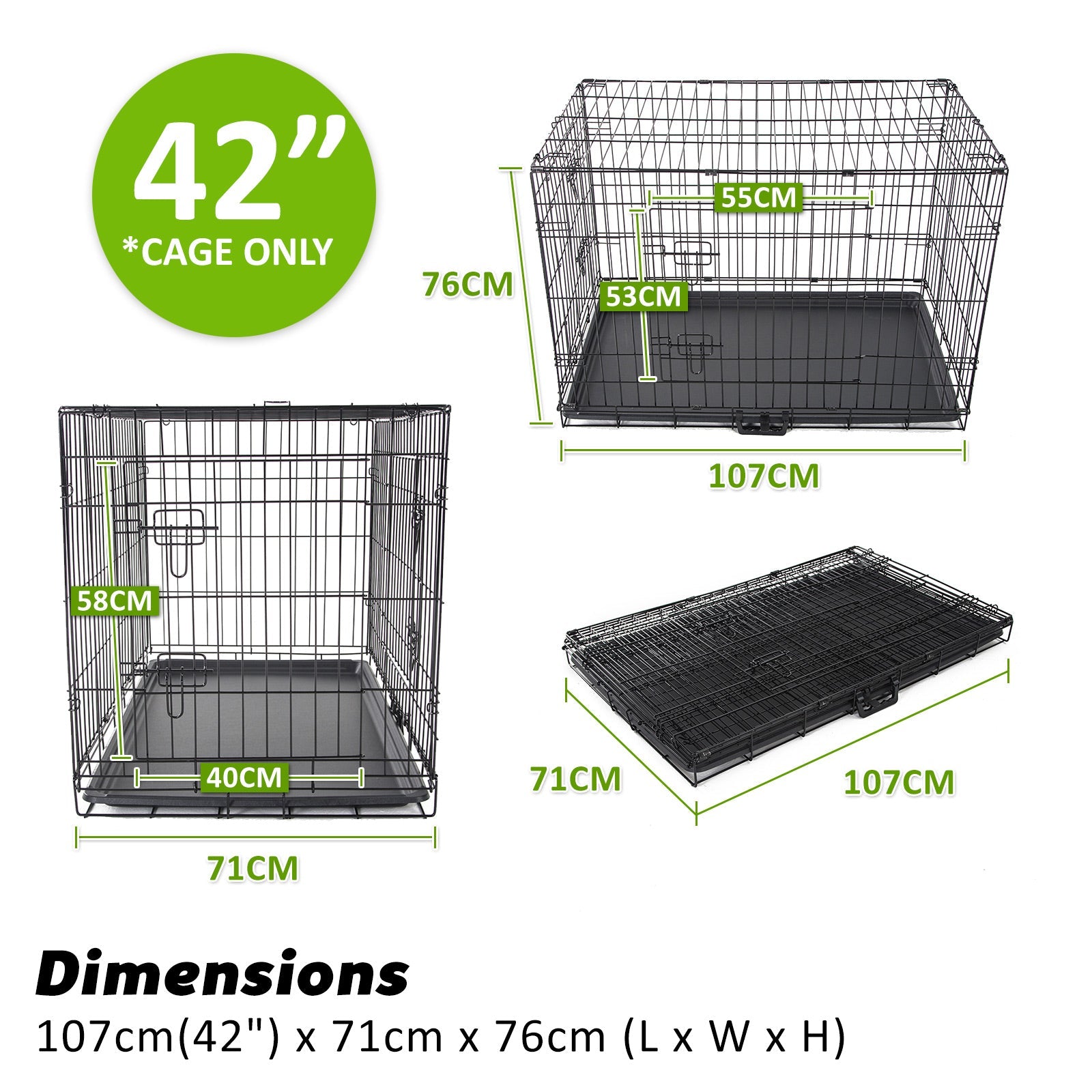 Paw Mate Wire Dog Cage Crate 42In With Tray + Cushion Blue Cover Combo