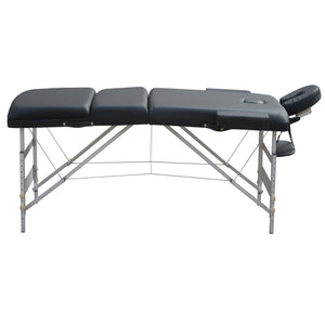 3 Fold Portable Aluminium Massage Table Bed Beauty Therapy Black