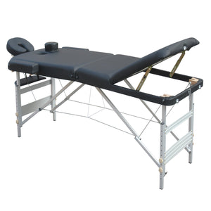 3 Fold Portable Aluminium Massage Table Bed Beauty Therapy Black